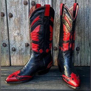 Rare Vintage Montana Butterfly Inlay Women's Cowboy Boots
